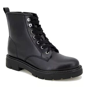 Madden Girl Gwinn Combat Boot Boots Black Leather Tie Up Fall 8 Short Lace Up